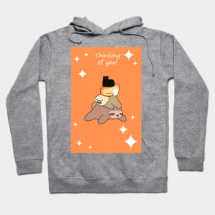 "Thinking of You" Sloth and Cat Stack Hoodie